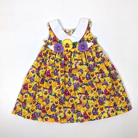 Vintage Austin & Ashley Dress Girls Size 4T Floral Pansy Sundress - Picture 3 of 6